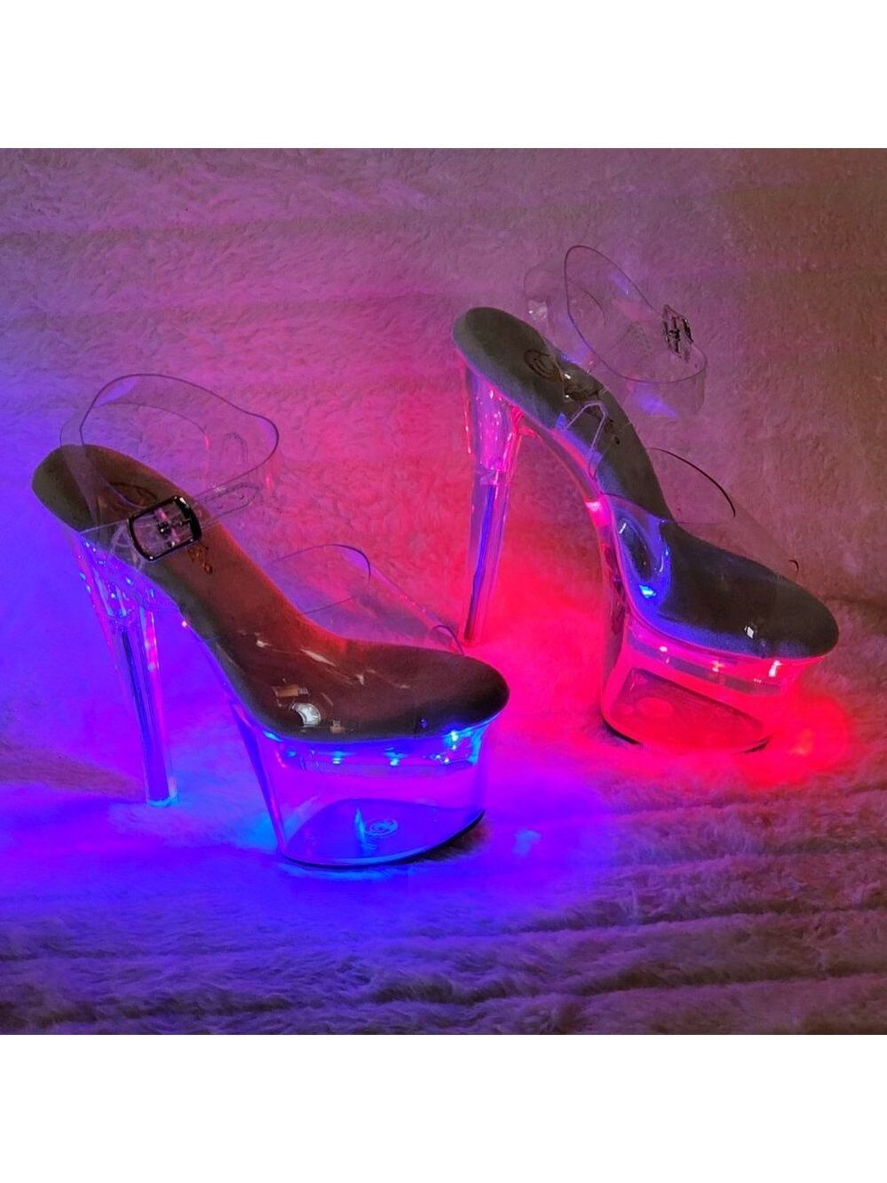Led Lighted Multi Function Flashdance Clear Platform 7" Heels